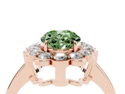 Oval Scalloped Cluster Halo Engagement Ring Setting for a Fancy Green Lab-Grown Diamond | Plain Band | Rose Gold