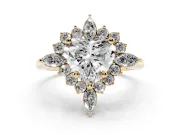 Heart-Shaped Cluster Halo Engagement Ring Setting | Yellow Gold
