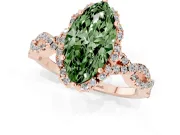 Marquise Milgrain Halo Engagement Ring Setting for a Fancy Green Lab-Grown Diamond | Graduated Shoulders | Rose Gold