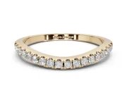 Round Lab-Grown Diamond Pavé Curved Half Eternity Wedding Band | Rounded Edges | Yellow Gold