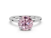 Round Hidden Halo Engagement Ring Setting for a Fancy Pink Lab-Grown Diamond | Platinum