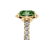 Princess Cut Floral Petal Engagement Ring Setting for a Fancy Green Lab-Grown Diamond | Petal Accents | Yellow Gold