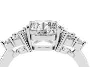 Round Cluster Side Stone Engagement Ring Setting | Plain Band | Sterling Silver
