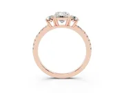 Emerald Cut Three Stone Engagement Ring Setting | Pave Shoulders | Rose Gold