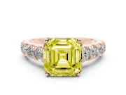 Asscher Cut Engagement Ring Setting for a Fancy Yellow Lab-Grown Diamond | Rose Gold - Design NV-24643