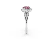 Heart-Shaped Halo Engagement Ring Setting for a Fancy Pink Lab-Grown Diamond | Filigree Shoulders | White Gold