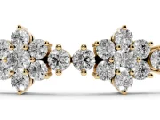 Round Lab-Grown Diamond Floral Cluster Tennis Bracelet | Flower Motif Links | Yellow Gold