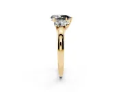 Pear-Shaped Three Stone Engagement Ring Setting for a Black Center | Plain Band | Yellow Gold
