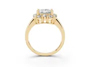 Princess Cut Cluster Halo Engagement Ring Setting | Large Round Accents | Yellow Gold