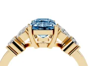 Emerald Cut Floral Engagement Ring Setting for a Fancy Blue Lab-Grown Diamond | Yellow Gold