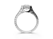 Emerald Cut Vintage Cathedral Engagement Ring Setting | Carved Band | Sterling Silver