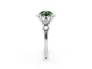 Round Floral Engagement Ring Setting for a Fancy Green Lab-Grown Diamond | Petal Frame | White Gold