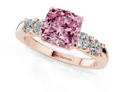 Cushion Cut Five Stone Engagement Ring Setting for a Fancy Pink Lab-Grown Diamond | Rose Gold