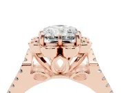 Radiant Cut Petal Frame Floral Halo Engagement Ring Setting | Pavé Split Shank | Rose Gold