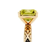 Asscher Cut Vintage Milgrain Engagement Ring Setting for a Fancy Yellow Lab-Grown Diamond | X Pattern Band | Yellow Gold