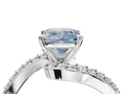 Cushion Cut Bypass Pavé Engagement Ring Setting for a Fancy Blue Lab-Grown Diamond | Platinum