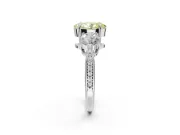 Oval Three Stone Engagement Ring Setting for a Fancy Yellow Lab-Grown Diamond | Tapered Pave Band | Platinum