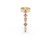 Fancy Yellow Oval Cut Diamond Milgrain Marquise Twist Band Ring Set in Rose gold with Prong Setting