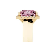 Princess Cut Halo Engagement Ring Setting for a Fancy Pink Lab-Grown Diamond | Yellow Gold