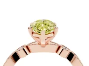 Fancy Yellow Marquise Cut Diamond Solitaire Engagement Ring Set in Rose gold with Milgrain Bezel Accent Band