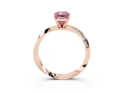 Radiant Cut Twisted Pave Engagement Ring Setting for a Fancy Pink Lab-Grown Diamond | Ribbon Band | Rose Gold