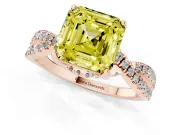 Asscher Cut Twisted Pave Engagement Ring Setting for a Fancy Yellow Lab-Grown Diamond | Split Shank | Rose Gold