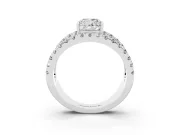 Cushion Cut Wide Open Split Shank Engagement Ring Setting | Pavé Strands | White Gold