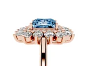 Princess Cut Floral Double Halo Engagement Ring Setting for a Fancy Blue Lab-Grown Diamond | Plain Band | Rose Gold