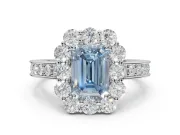 Emerald Cut Vintage Halo Engagement Ring Setting for a Fancy Blue Lab-Grown Diamond | White Gold