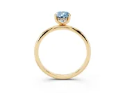 Fancy Blue Pear Cut Diamond Solitaire Engagement Ring Set in Yellow gold with Prong Setting and Polished Band