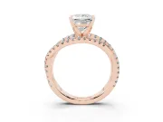 Princess Cut Diamond Solitaire Twist Band Ring Set in Rose gold with Pavé Setting and Prong Head