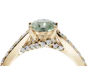 Pear-Shaped Pavé Solitaire Engagement Ring Setting for a Fancy Green Lab-Grown Diamond | Crossover Gallery | Yellow Gold