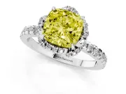 Cushion Cut Floral Petal Halo Engagement Ring Setting for a Fancy Yellow Lab-Grown Diamond | Pavé Band | Platinum