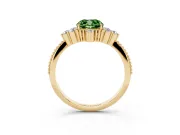 Cushion Cut Cluster Engagement Ring Setting for a Fancy Green Lab-Grown Diamond | Yellow Gold