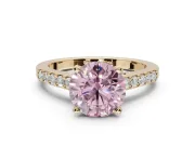 Round Pavé Solitaire Engagement Ring Setting for a Fancy Pink Lab-Grown Diamond | Crossover Gallery | Yellow Gold