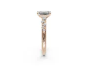 Emerald Cut Solitaire Engagement Ring Setting | Graduated Scattered Accents | Rose Gold