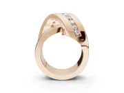 Round Lab-Grown Diamond Channel Set Crossover Wedding Band | Wide Strands | Rose Gold