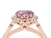 Heart-Shaped Halo Engagement Ring Setting for a Fancy Pink Lab-Grown Diamond | Filigree Shoulders | Rose Gold