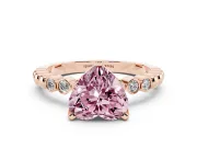 Heart-Shaped Beaded Solitaire Engagement Ring Setting for a Fancy Pink Lab-Grown Diamond | Rose Gold
