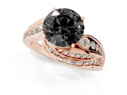 Round Bypass Hidden Halo Engagement Ring Setting for a Black Center | Graduated Pavé | Rose Gold