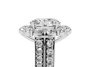 Oval Cut Diamond Halo Engagement Ring Set in Silver with Split Shank and Prong Setting