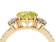 Heart-Shaped Three Stone Engagement Ring Setting for a Fancy Yellow Lab-Grown Diamond | Pave Shoulders | Yellow Gold