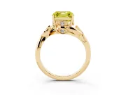 Asscher Cut Twisted Bypass Engagement Ring Setting for a Fancy Yellow Lab-Grown Diamond | Accented Leaves | Yellow Gold
