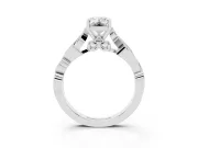 Emerald Cut Vintage Vine Solitaire Engagement Ring Setting | Milgrain Leaves | Sterling Silver