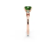 Fancy Green Three-Stone Princess Cut Diamond Ring Set in Rose gold with Prong Setting and Plain Band