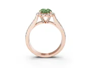 Oval Pavé Engagement Ring Setting for a Fancy Green Lab-Grown Diamond | Wide Three-Row Band | Rose Gold
