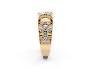 Oval Vintage Milgrain Pave Engagement Ring Setting | Crescent Side Rows | Yellow Gold