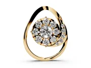 Round Lab-Grown Diamond Cluster Teardrop Pendant Necklace | Accent Arc | Yellow Gold