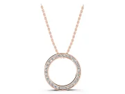 Round Lab-Grown Diamond Channel Set Open Circle Pendant Necklace | Smooth Rims | Rose Gold