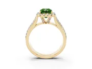 Radiant Cut Pavé Engagement Ring Setting for a Fancy Green Lab-Grown Diamond | Wide Three-Row Band | Yellow Gold